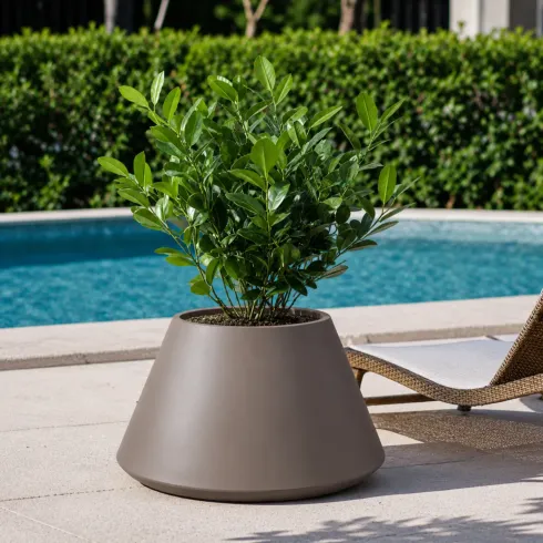 Vaso in Resina Tortora Rotazionale 60x35 cm Resistente Raggi UV