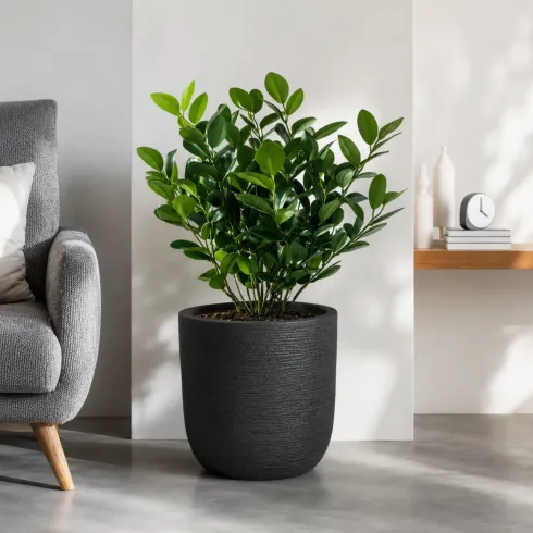 Vaso in Resina Grigio 35x34 Resistente Raggi UV Materiale Riciclabile