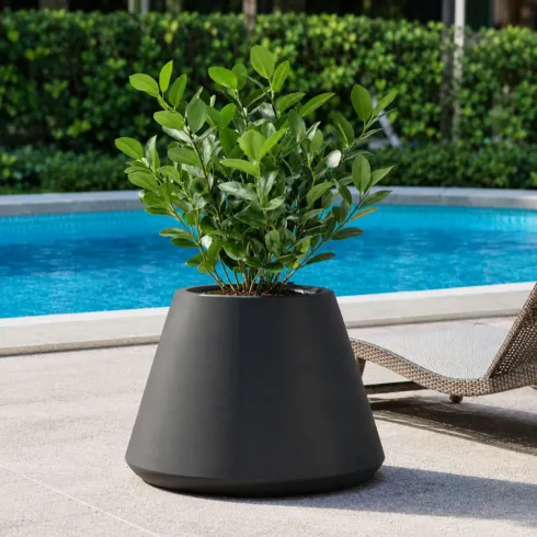 Vaso in Resina Antracite Rotazionale 60x35 cm Resistente Raggi UV