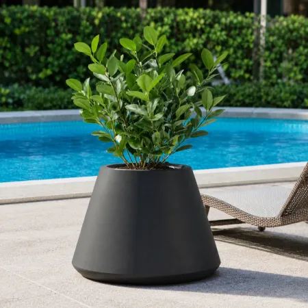 Vaso in Resina Antracite Rotazionale 60x35 cm Resistente Raggi UV