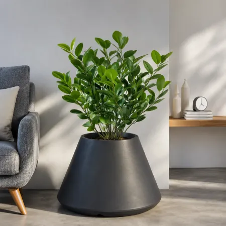 Vaso in Resina Antracite Rotazionale 60x35 cm Resistente Raggi UV