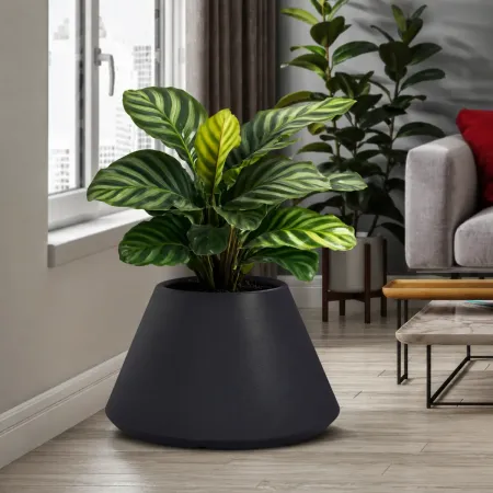 Vaso in Resina Antracite Rotazionale 60x35 cm Resistente Raggi UV