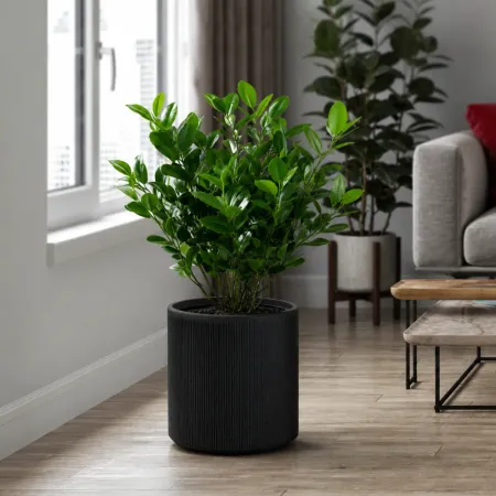 Vaso in Resina Grigio 36x35 Resistente Raggi UV Materiale Riciclabile