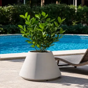 Vaso in Resina Bianco Rotazionale 60x35 cm Resistente Raggi UV 2