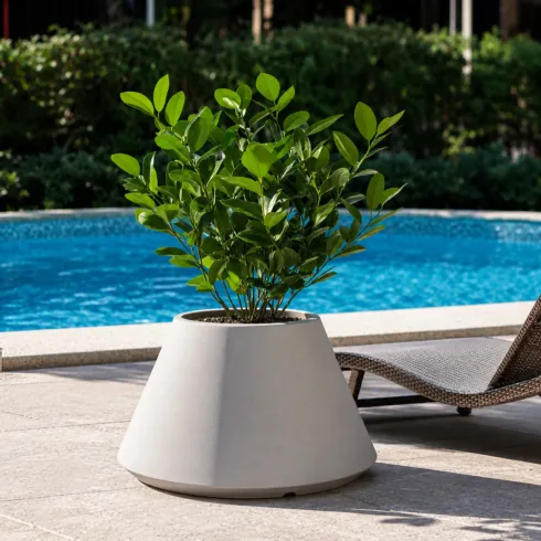 Vaso in Resina Bianco Rotazionale 60x35 cm Resistente Raggi UV
