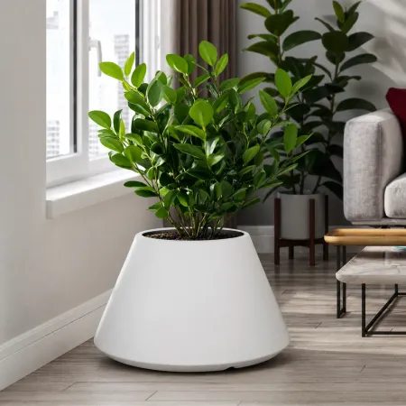 Vaso in Resina Bianco Rotazionale 60x35 cm Resistente Raggi UV
