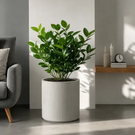 Vaso in Resina Beige 36x35 Resistente Raggi UV Materiale Riciclabile