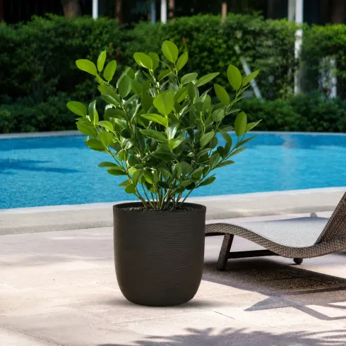 Vaso in Resina Marrone 35x34 Resistente Raggi UV Materiale Riciclabile