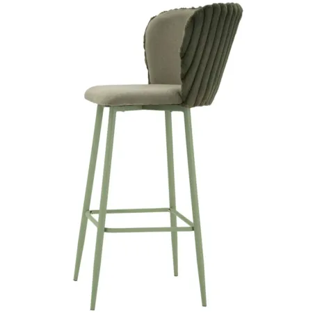 Sgabelli da Bar Set 2 Pezzi Verde Seduta Imbottita Schienale Lavorato