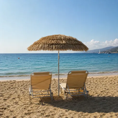 Ombrellone da Spiaggia in Rafia 2x2 m Inclinabile con Copertura