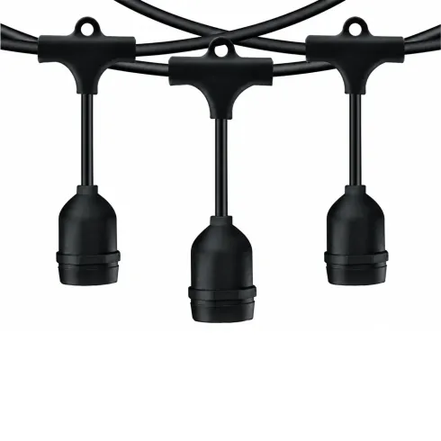Luci per Gazebo Ombrellone 10m con 10 Portalampade E27 Nero Esterno