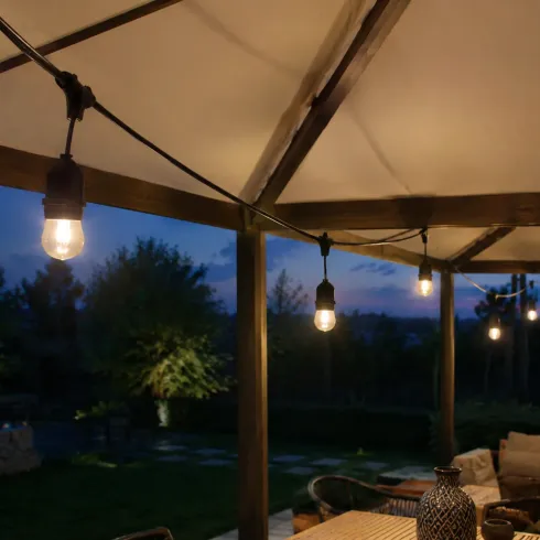 Luci per Gazebo Ombrellone 10m con 10 Portalampade E27 Nero Esterno
