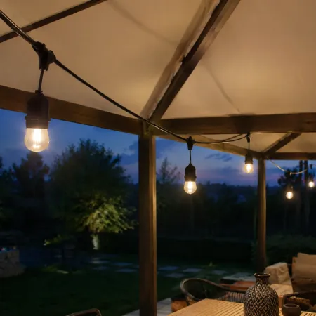 Luci per Gazebo Ombrellone 10m con 10 Portalampade E27 Nero Esterno