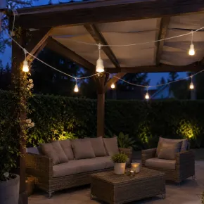 Luci per Gazebo Ombrellone 10m con 10 Portalampade E27 Bianco Esterno 2