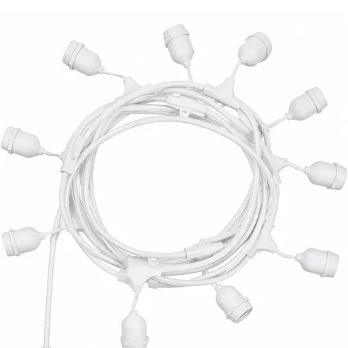 Luci per Gazebo Ombrellone 10m con 10 Portalampade E27 Bianco Esterno