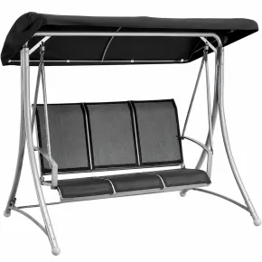 Dondolo 3 Posti Grigio 165x125x178cm con Copertura da Giardino