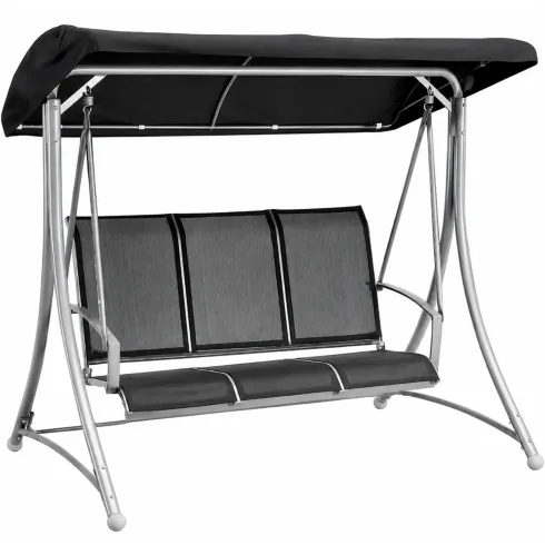 Dondolo 3 Posti Grigio 165x125x178cm con Copertura da Giardino