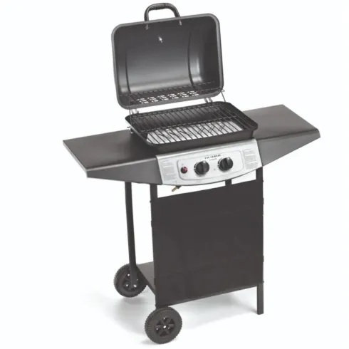 Barbecue a Gas Ompagrill 2 Fuochi 98x43x100cm Termometro Pietra Lavica