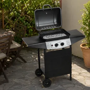 Barbecue a Gas Ompagrill 2 Fuochi 98x43x100cm Termometro Pietra Lavica 2
