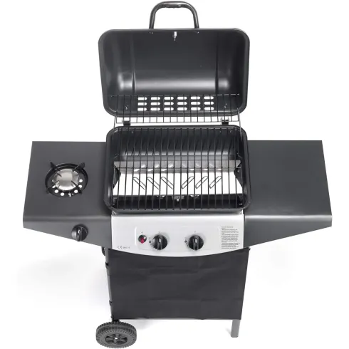 Barbecue a Gas Ompagrill 2+1 Fuochi 98x43x100cm Fornello Laterale