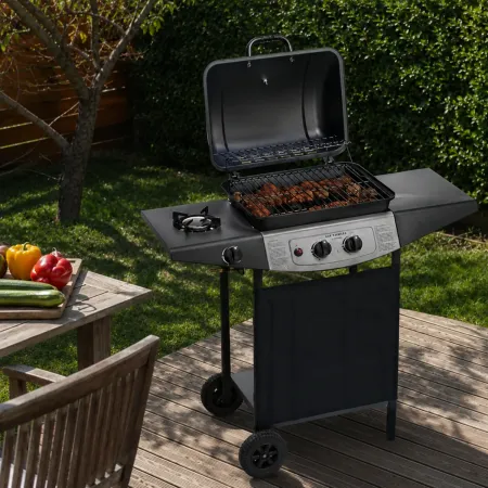 Barbecue a Gas Ompagrill 2+1 Fuochi 98x43x100cm Fornello Laterale