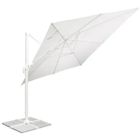 Ombrellone Quadrato da Esterno 3x3 m Bianco Alluminio Reclinabile 360° 2
