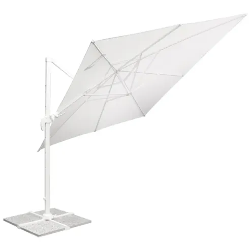 Ombrellone Quadrato da Esterno 3x3 m Bianco Alluminio Reclinabile 360°