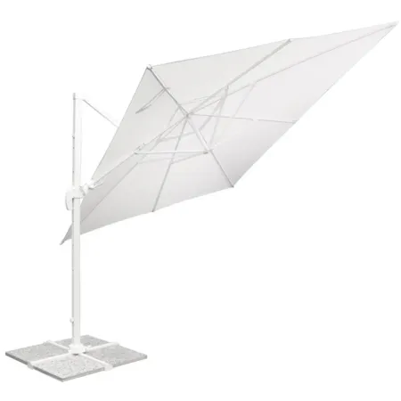 Ombrellone Quadrato da Esterno 3x3 m Bianco Alluminio Reclinabile 360°