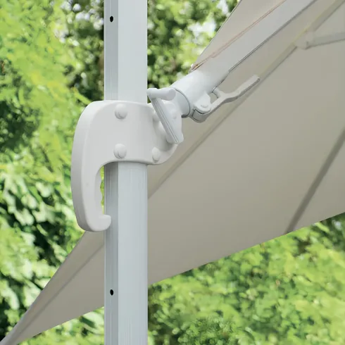 Ombrellone Quadrato da Esterno 3x3 m Bianco Alluminio Reclinabile 360°