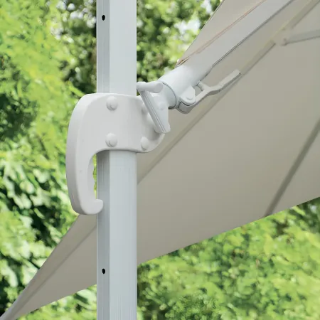 Ombrellone Quadrato da Esterno 3x3 m Bianco Alluminio Reclinabile 360°
