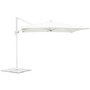 Ombrellone Quadrato da Esterno 3x3 m Bianco Alluminio Reclinabile 360°
