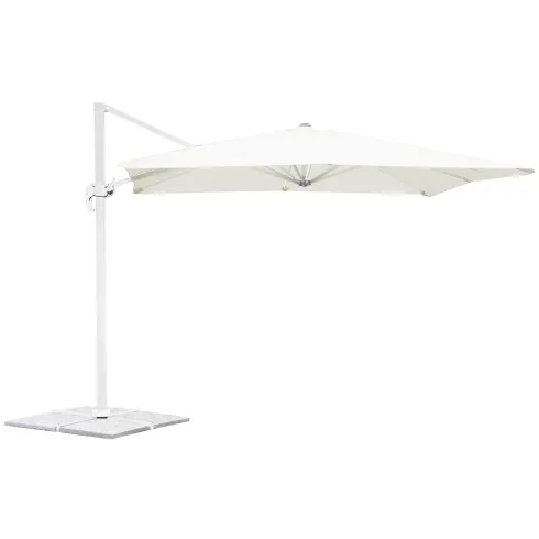 Ombrellone Quadrato da Esterno 3x3 m Bianco Alluminio Reclinabile 360°
