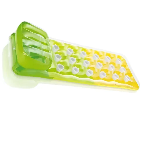 Materassino Gonfiabile Verde Giallo 188x71 cm con Cuscino Piscina Mare