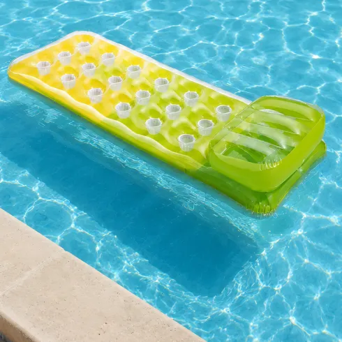 Materassino Gonfiabile Verde Giallo 188x71 cm con Cuscino Piscina Mare