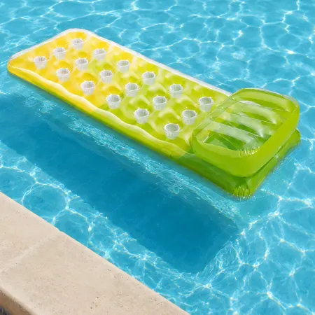 Materassino Gonfiabile Verde Giallo 188x71 cm con Cuscino Piscina Mare