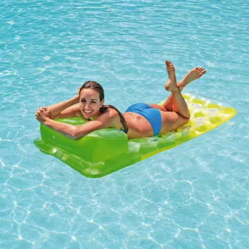 Materassino Gonfiabile Verde Giallo 188x71 cm con Cuscino Piscina Mare
