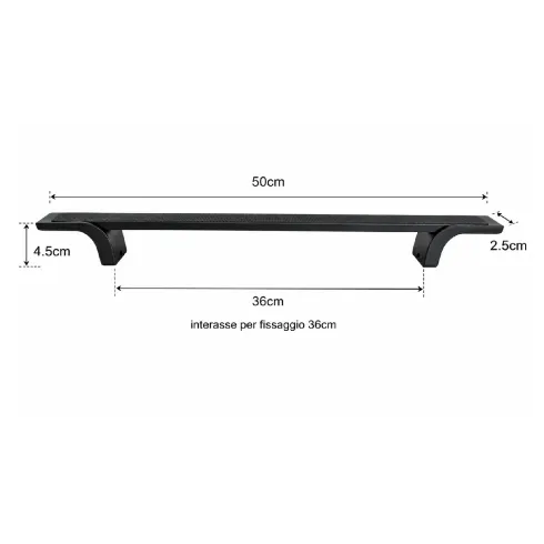 Maniglione Porta Blindata Nero 50cm con Texture Antiscivolo