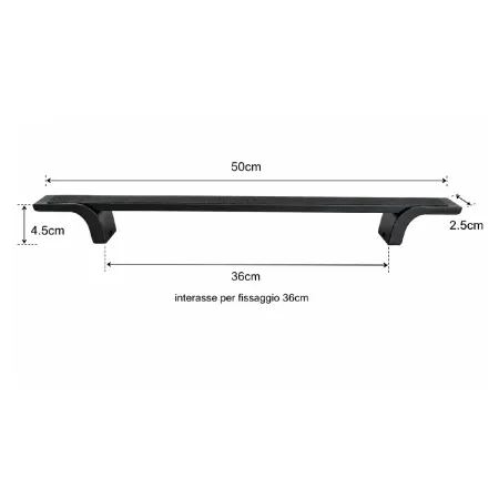 Maniglione Porta Blindata Nero 50cm con Texture Antiscivolo