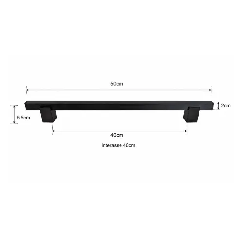 Maniglione Quadro Porta Blindata Nero 50cm Moderno
