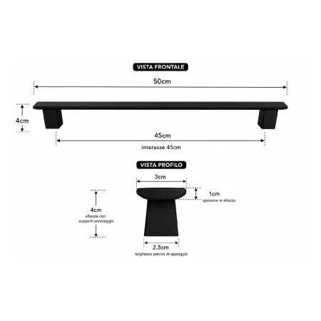 Maniglione Piatto Porta Blindata Nero 50cm Moderno