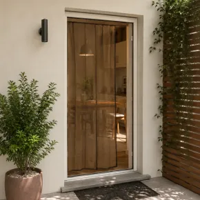 Tenda Zanzariera 140x240 Marrone Poliestere Anti Insetti Porta Finestra 2