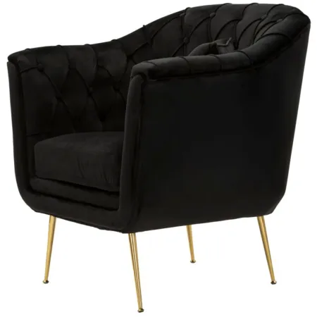 Poltrona Imbottita in Spugna Nero con Cuscino Gambe in Metallo
