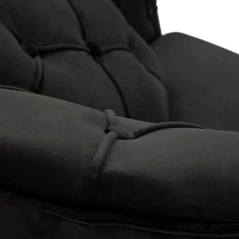 Poltrona Imbottita in Spugna Nero con Cuscino Gambe in Metallo