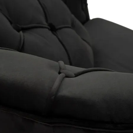Poltrona Imbottita in Spugna Nero con Cuscino Gambe in Metallo
