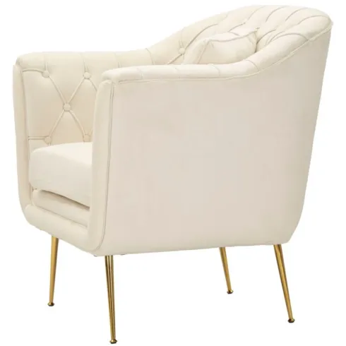 Poltrona Imbottita in Spugna Crema con Cuscino Gambe in Metallo