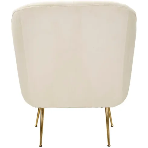 Poltrona Imbottita in Spugna Crema con Cuscino Gambe in Metallo