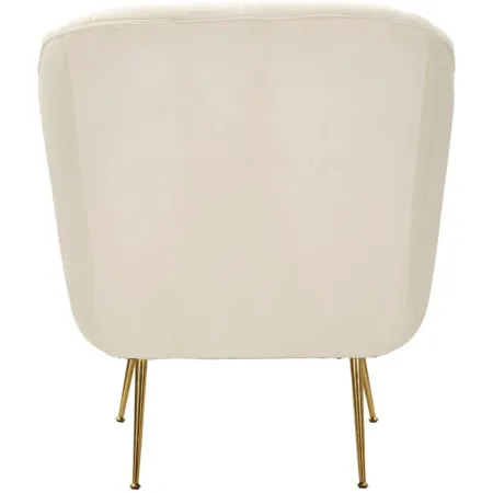 Poltrona Imbottita in Spugna Crema con Cuscino Gambe in Metallo