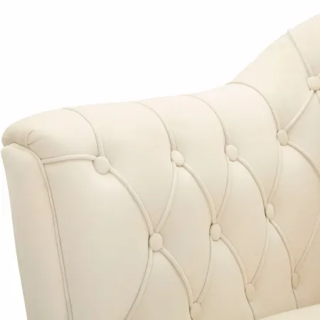 Poltrona Imbottita in Spugna Crema con Cuscino Gambe in Metallo