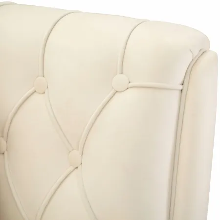 Poltrona Imbottita in Spugna Crema con Cuscino Gambe in Metallo