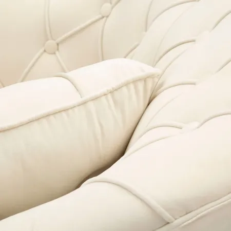 Poltrona Imbottita in Spugna Crema con Cuscino Gambe in Metallo